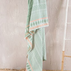Πετσέτα Παρεό Beach Towels Tilda Green-Orange Cotton Rythmos (100x200) 1Τεμ