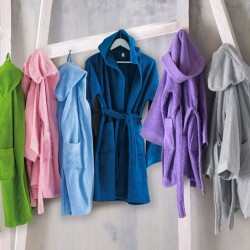 Μπουρνούζι Παιδικό Με Κουκούλα Bath Twist Blue Cotton Rythmos 1Τεμ