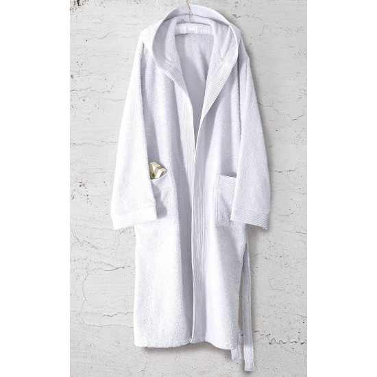 Μπουρνούζι Mε Κουκούλα Bath Amadeus White Cotton Rythmos 1Τεμ