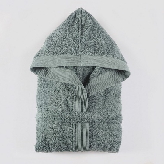 Μπουρνούζι Mε Κουκούλα Bath Amadeus Γκριζοπράσινο Cotton Rythmos 1Τεμ