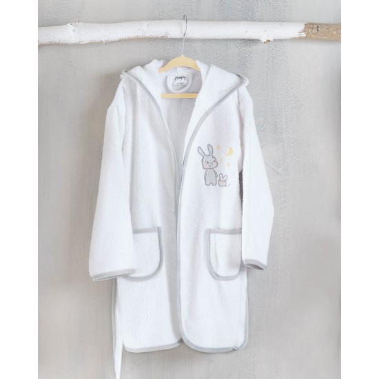 Μπουρνούζι Παιδικό Με Κουκούλα Bath Gabby White Cotton Rythmos 1Τεμ
