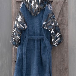 Μπουρνούζι Παιδικό Με Κουκούλα Bath Army Blue Cotton Rythmos 1Τεμ