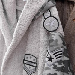 Μπουρνούζι Παιδικό Με Κουκούλα Bath Army Grey Cotton Rythmos 1Τεμ