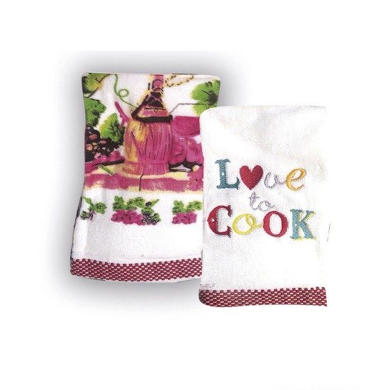 Πετσέτες Κουζίνας Σετ Kitchen Love To Cook Cotton Rythmos (45x65) 2Τεμ
