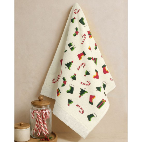 Ποτηρόπανο Christmas Holly Cotton Rythmos (40x60) 1Τεμ