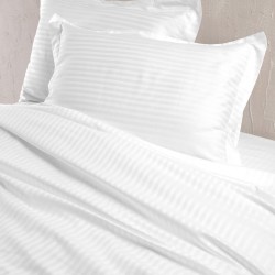 Σεντόνια Μονό Σετ Satin Stripes White 240TC CVC Rythmos (170x270) 3Τεμ