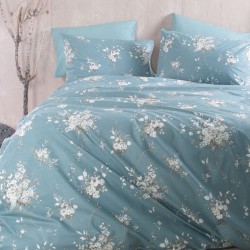 Σεντόνια Μονά Σετ Diva Linie Blue Polycotton Rythmos (105x205+30 ) Με Λάστιχο 3Τεμ