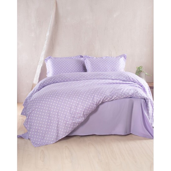 Κουβερλί Υπέρδιπλο Σετ Coquette Lilac 200TC Satin Cotton Rythmos (220x240) 3Τεμ