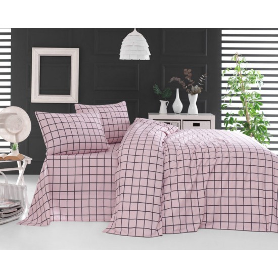 Σεντόνια Φανελένια Υπέρδιπλα Σετ Squares Pink Cotton Rythmos (230x260) 4Τεμ Σεντόνια Φανελένια Υπέρδιπλα Σετ Squares Pink Cotton Rythmos (230x260) 4Τεμ