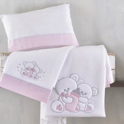 Κουβέρτα Πικέ Κούνιας Newborn Cuddles Pink Cotton Rythmos (120x150) 1Τεμ