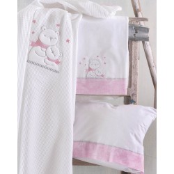 Κουβέρτα Πικέ Κούνιας Newborn Snowball Pink Cotton Rythmos (120x150) 1Τεμ Κουβέρτα Πικέ Κούνιας Newborn Snowball Pink Cotton Rythmos (120x150) 1Τεμ