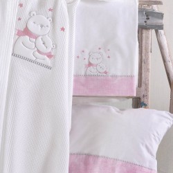 Κουβέρτα Πικέ Κούνιας Newborn Snowball Pink Cotton Rythmos (120x150) 1Τεμ