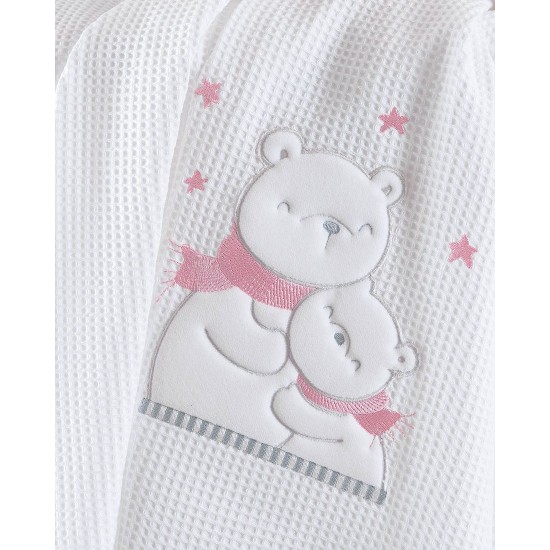 Κουβέρτα Πικέ Κούνιας Newborn Snowball Pink Cotton Rythmos (120x150) 1Τεμ