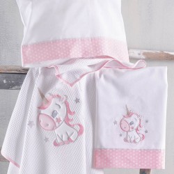 Σεντόνια Βρεφικά Κούνιας Σετ Newborn Dash Pink Cotton Rythmos (100x160) 3Τεμ