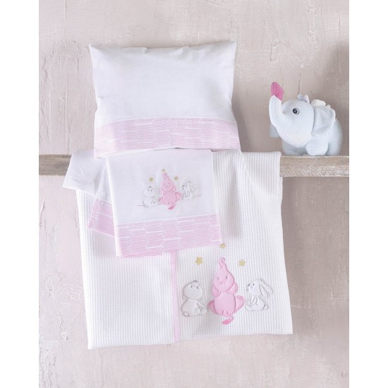 Σεντόνια Βρεφικά Κούνιας Σετ Elephant Friends Pink Cotton Rythmos (100x160) 3Τεμ Σεντόνια Βρεφικά Κούνιας Σετ Elephant Friends Pink Cotton Rythmos (100x160) 3Τεμ