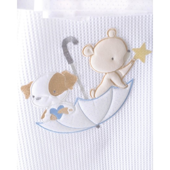 Σεντόνια Βρεφικά Φανελένια Κούνιας Σετ Ubrella Flight L.Blue Cotton Rythmos (100x160) 3Τεμ