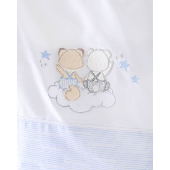 Σεντόνια Βρεφικά Φανελένια Κούνιας Σετ Bye Bye L.Blue Cotton Rythmos (100x160) 3Τεμ