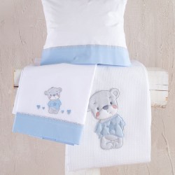 Κουβέρτα Πικέ Βρεφική Με Κέντημα Κούνιας Newborn Booby Blue Cotton Rythmos (120x150) 1Τεμ