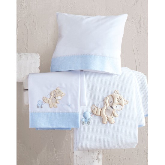 Σεντόνια Βρεφικά Με Κέντημα Κούνιας Σετ Newborn Fox Blue Cotton Rythmos (100x160) 3Τεμ Σεντόνια Βρεφικά Με Κέντημα Κούνιας Σετ Newborn Fox Blue Cotton Rythmos (100x160) 3Τεμ