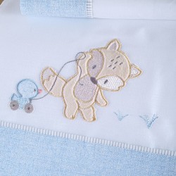 Κουβέρτα Πικέ Βρεφική Με Κέντημα Κούνιας Newborn Fox Blue Cotton Rythmos (120x150) 1Τεμ