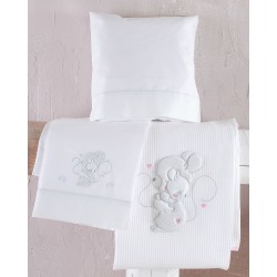 Σεντόνια Βρεφικά Με Κέντημα Κούνιας Σετ Newborn Hug Me Pink Cotton Rythmos (100x160) 3Τεμ