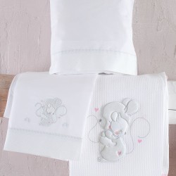 Κουβέρτα Πικέ Βρεφική Με Κέντημα Κούνιας Newborn Hug Me Pink Cotton Rythmos (120x150) 1Τεμ