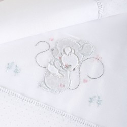 Κουβέρτα Πικέ Βρεφική Με Κέντημα Κούνιας Newborn Hug Me Pink Cotton Rythmos (120x150) 1Τεμ