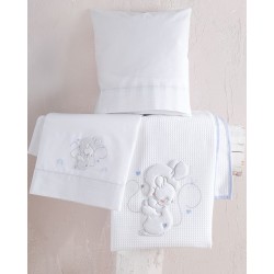 Κουβέρτα Πικέ Βρεφική Με Κέντημα Κούνιας Newborn Hug Me Blue Cotton Rythmos (120x150) 1Τεμ