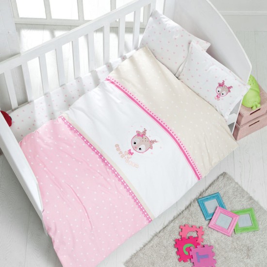 Σεντόνια Βρεφικά Κούνιας Σετ Bebe Heart Cotton Rythmos (100x150) 3Τεμ