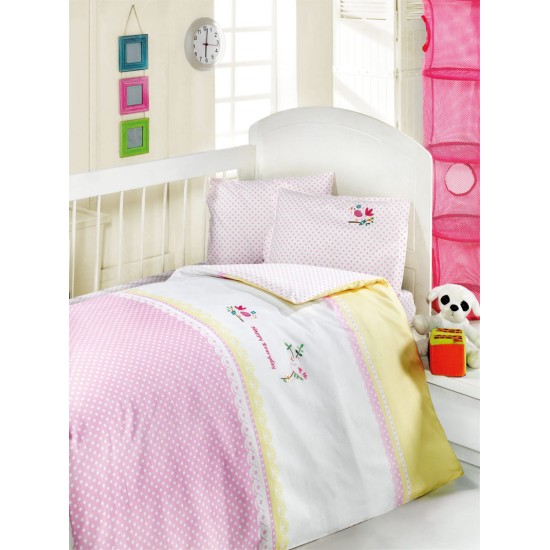 Σεντόνια Βρεφικά Κούνιας Σετ Bebe Birdy Cotton Rythmos (100x150) 3Τεμ