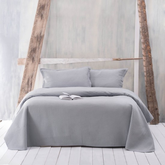 Κουβερλί Υπέρδιπλο Σετ Coverlets Jazz Grey Microsatin Rythmos (220x240) 3Τεμ