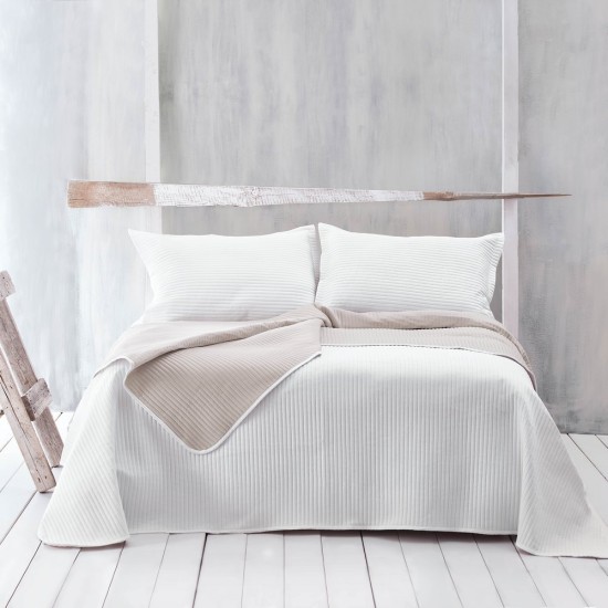 Κουβερλί Μονό Σετ Coverlet Jazz Double Face Ecru-Beige Micosatin Rythmos (160x240) 2Τεμ