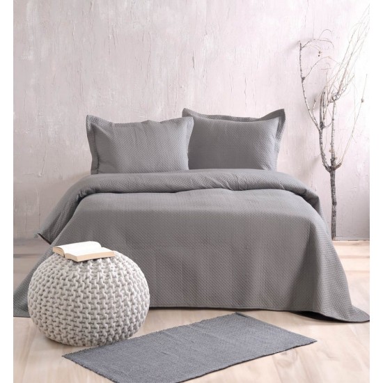 Κουβερλί Υπέρδιπλο Σετ Alloure 01 Grey Micro Rythmos (220x240) 3Τεμ