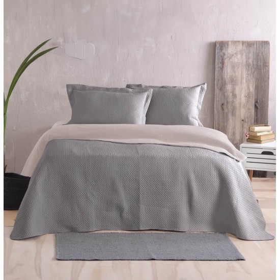 Κουβερλί Μονό Σετ Alloure 02 Double Face Grey-Beige Micro Rythmos (160x240) 2Τεμ
