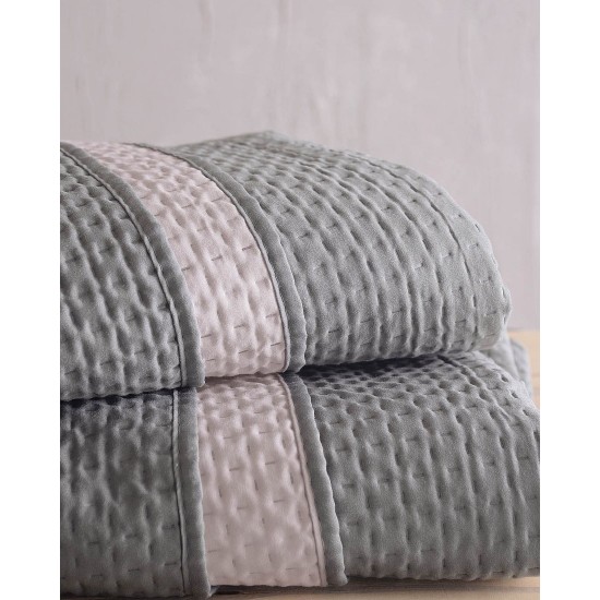 Κουβερλί Μονό Σετ Alloure 02 Double Face Grey-Beige Micro Rythmos (160x240) 2Τεμ