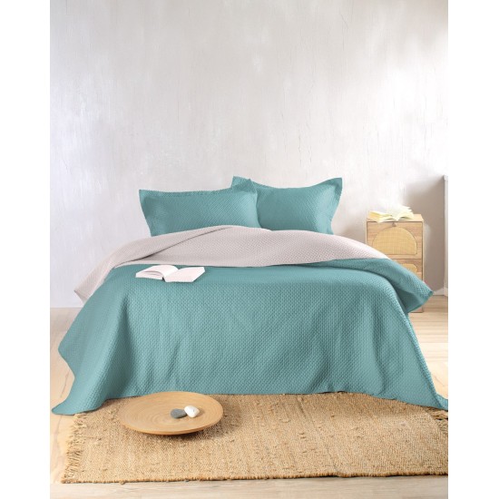 Κουβερλί Μονό Σετ Allure Petrol-Beige Double Face Microsatin Rythmos (160x240) 2Τεμ