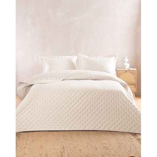 Κουβερλί Υπέρδιπλο Σετ Tener Ecru Microsatin Rythmos (220x240) 3Τεμ