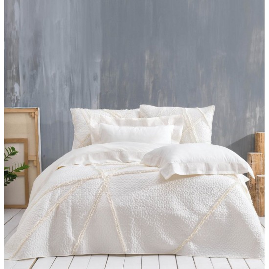 Κουβερλί Νυφικό Υπέρδιπλα Σετ Wedding Collection Deste Ecru Microsatin Rythmos (230x250) 3Τεμ
