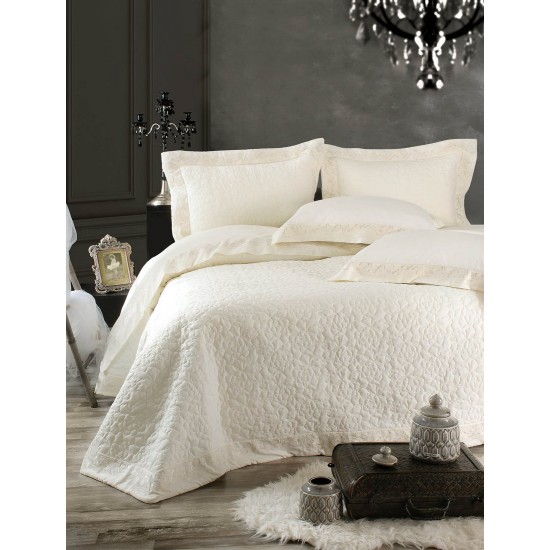 Κουβερλί Υπέρδιπλα Σετ Wedding Collection Erato Ecru Microsatin Rythmos (230x250) 3Τεμ