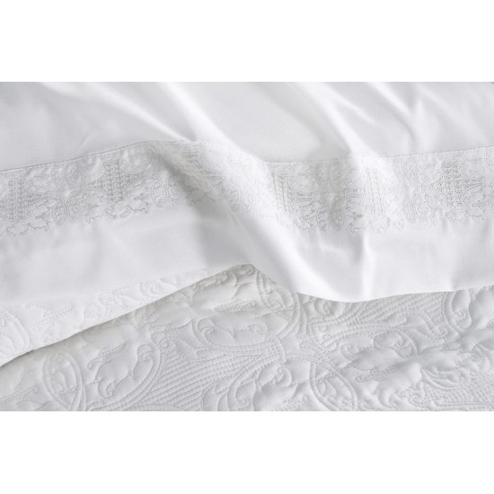 Κουβερλί Νυφικό Υπέρδιπλα Σετ Wedding Collection Irina White Microsatin Rythmos (235x250) 3Τεμ