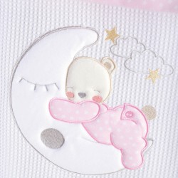 Κουβέρτα Πικέ Κούνιας Moon Swing Pink Cotton Rythmos (120x150) 1Τεμ