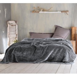 Κουβέρτα Βελουτέ Μονή Soft Duvet Velour Dark Grey Rythmos (160x220) 1Τεμ