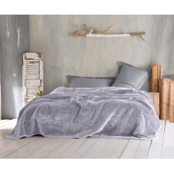 Κουβέρτα Βελουτέ Μονή Soft Duvet Velour Silver Rythmos (160x220) 1Τεμ