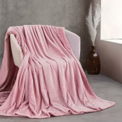Κουβέρτα Fleece Υπέρδιπλη Soft Blanket Harmonie Pink Jacquard Rythmos (220x240) 1Τεμ