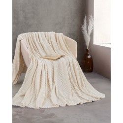 Κουβέρτα Fleece Υπέρδιπλη Soft Blanket Harmonie Ecru Jacquard Rythmos (220x240) 1Τεμ