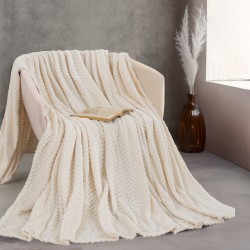 Κουβέρτα Fleece Υπέρδιπλη Soft Blanket Harmonie Ecru Jacquard Rythmos (220x240) 1Τεμ