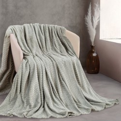 Κουβέρτα Fleece Υπέρδιπλη Soft Blanket Harmonie Grey Jacquard Rythmos (220x240) 1Τεμ