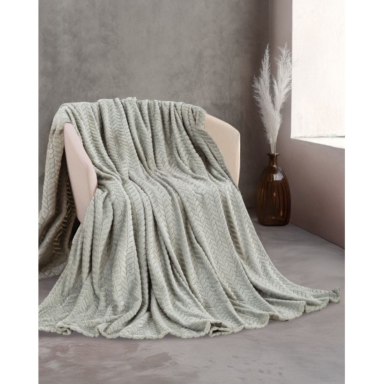 Κουβέρτα Fleece Υπέρδιπλη Soft Blanket Harmonie Grey Jacquard Rythmos (220x240) 1Τεμ