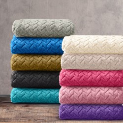 Κουβέρτα Fleece Υπέρδιπλη Soft Blanket Harmonie Anthraki Jacquard Rythmos (220x240) 1Τεμ
