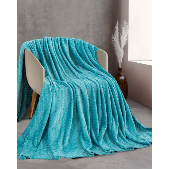 Κουβέρτα Fleece Υπέρδιπλη Soft Blanket Harmonie Turquoise Jacquard Rythmos (220x240) 1Τεμ